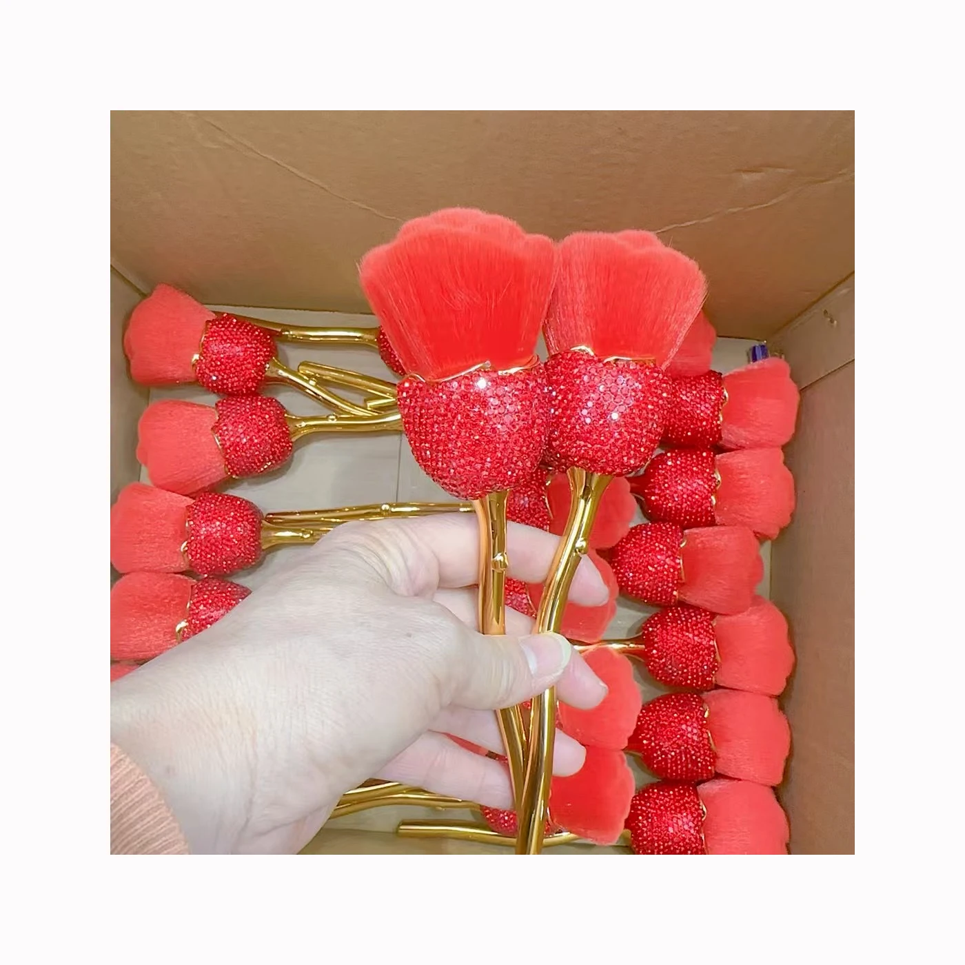 Red Crystal Rose Makeup Brushes