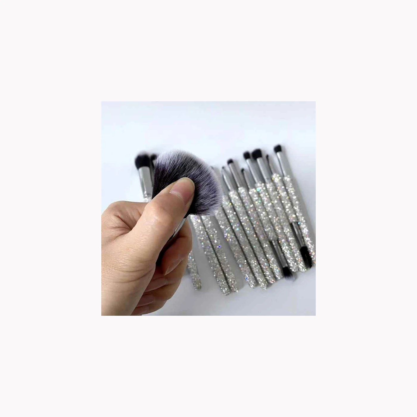Silver Crystal Makeup Brush Collection