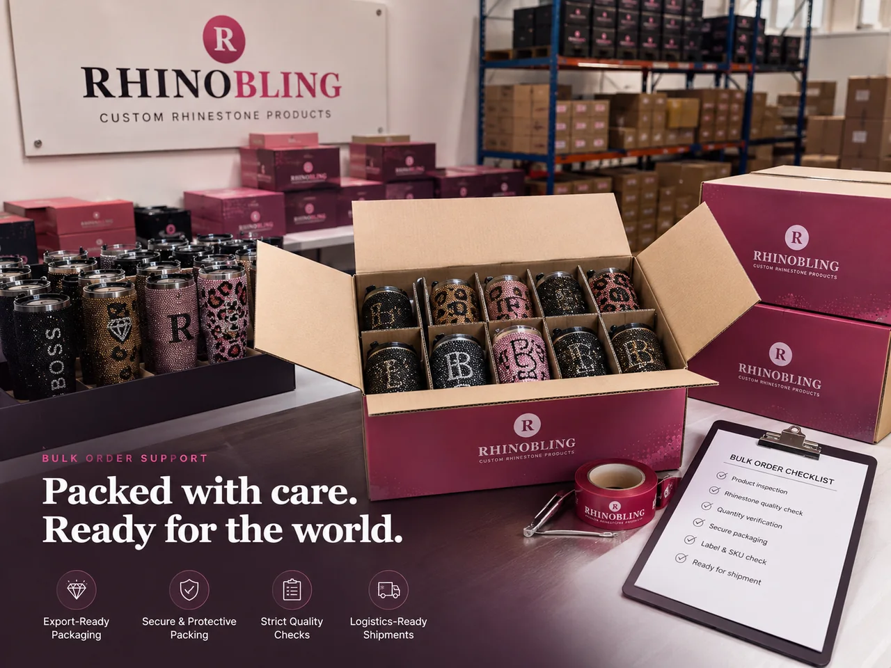 Rhinestone product protective packaging guide