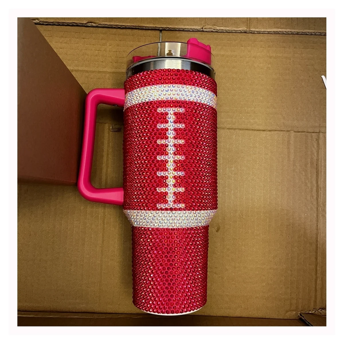 Football Rhinestone Tumbler for wholesale and custom orders
