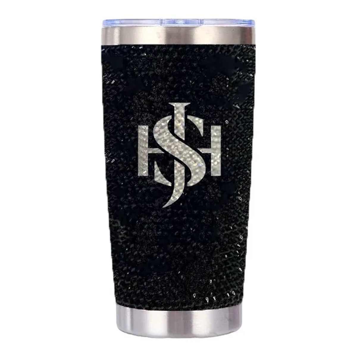 Black Monogram Rhinestone Coffee Tumbler for wholesale and custom orders