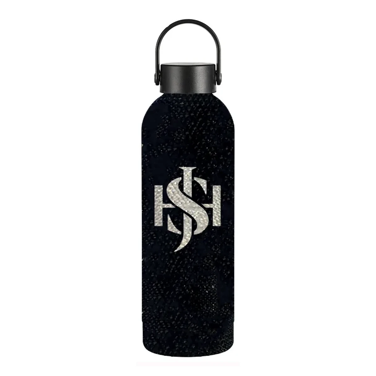 Slim-neck rhinestone water bottle from the RhinoBling drinkware collection