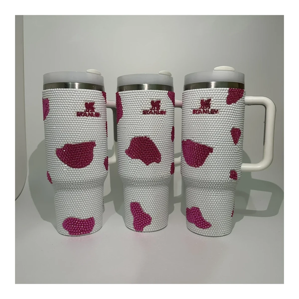 White & Pink Lips Rhinestone Mesh Tumbler for wholesale and custom orders