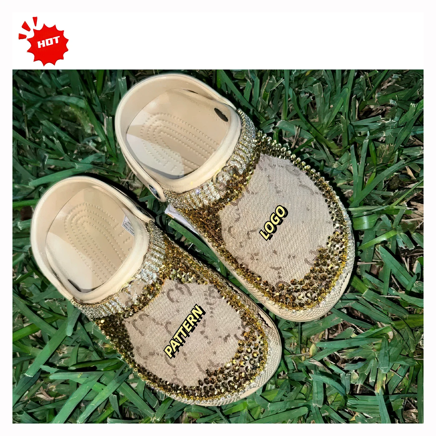 Champagne Custom Rhinestone Clogs