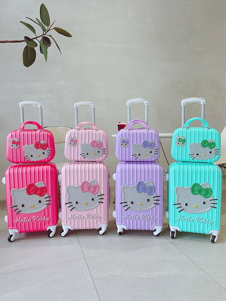 Assorted color Hello Kitty rhinestone rolling luggage sets