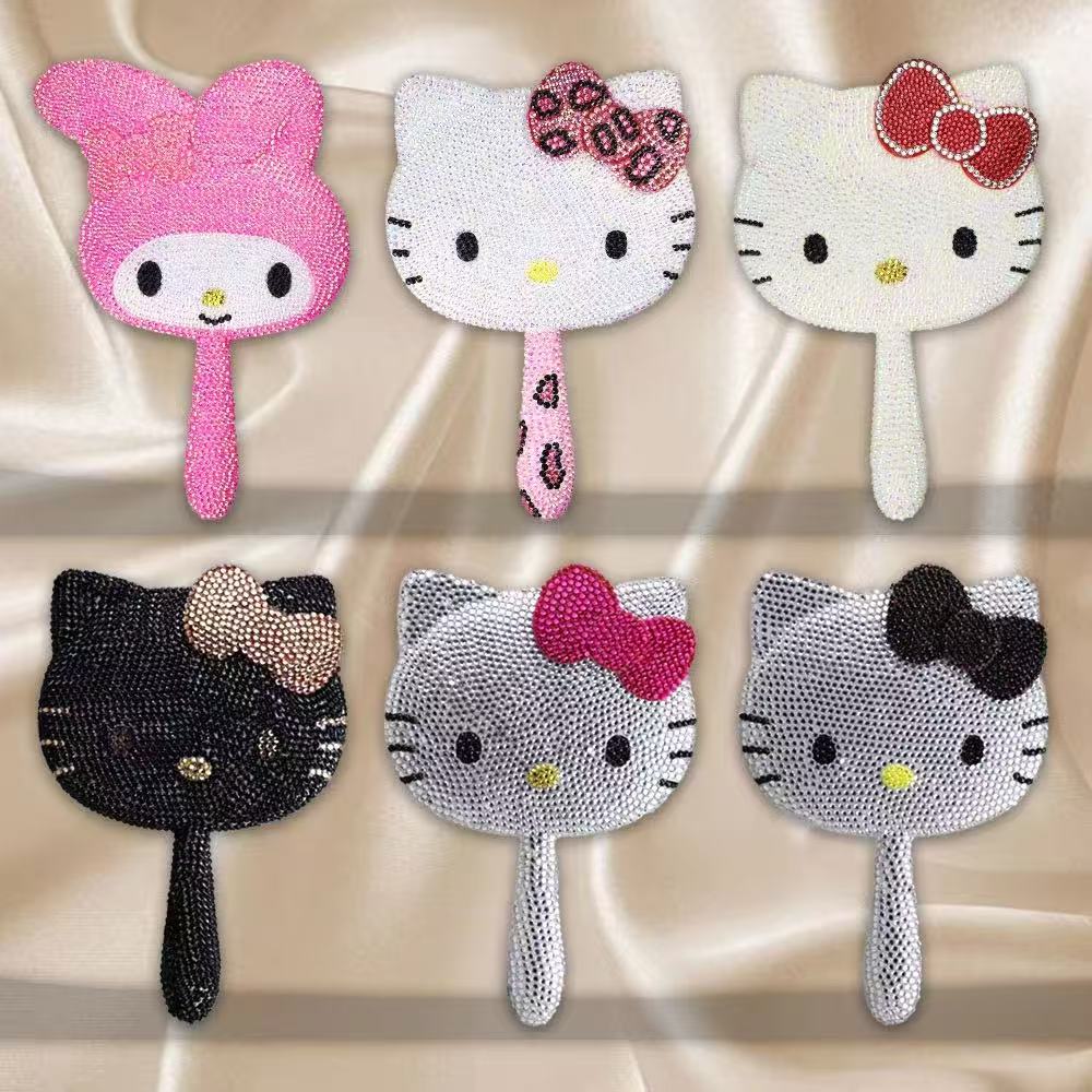 Six Hello Kitty and character rhinestone handheld mirror designs