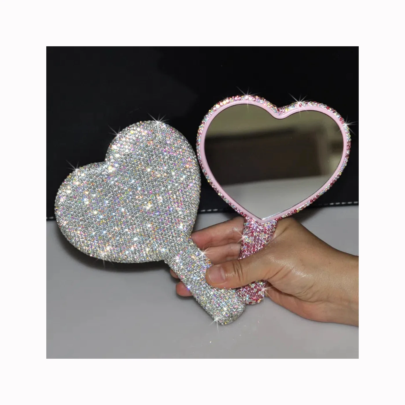 Heart-Shaped Crystal Mirror
