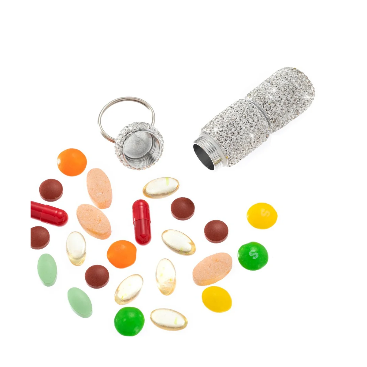 Double-Tier Crystal Pill Bottle for wholesale and custom orders