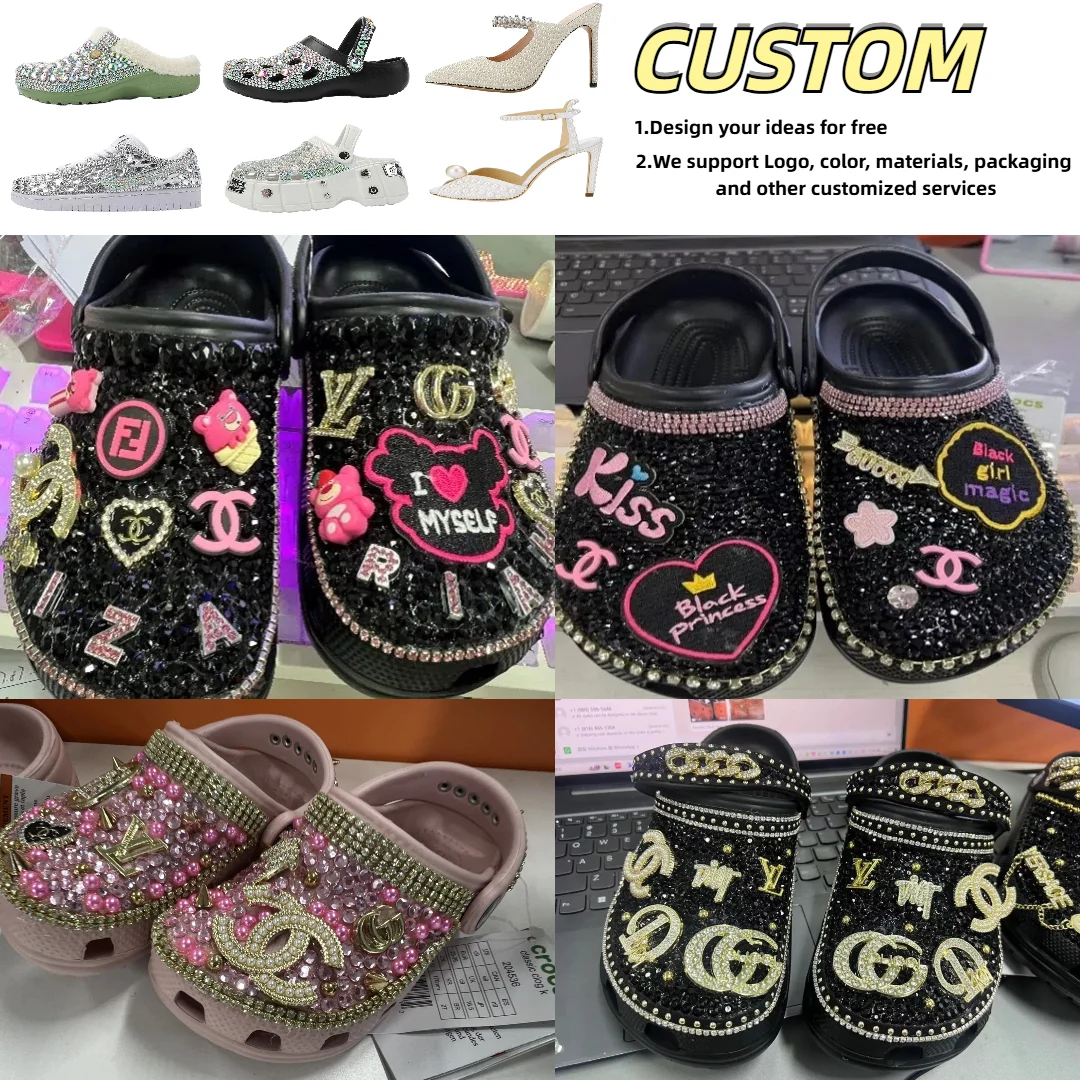 Rhinestone bling clogs shown in a product collection