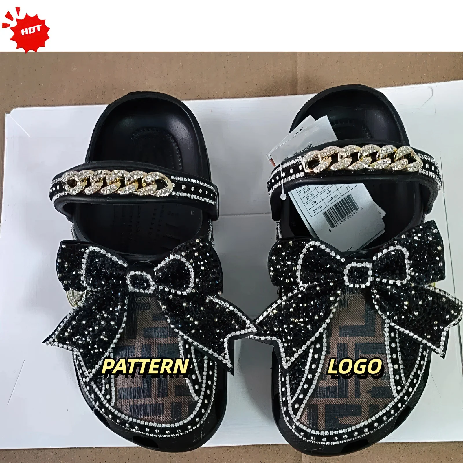 Rhinestone bling clogs with decorative bows