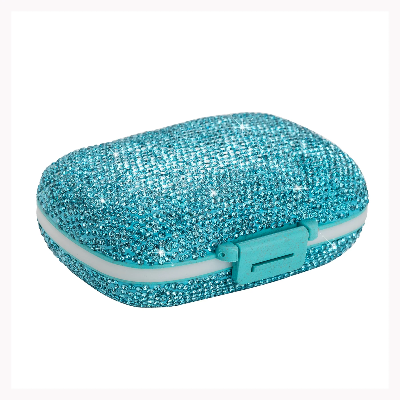 Turquoise Rhinestone Pill Box