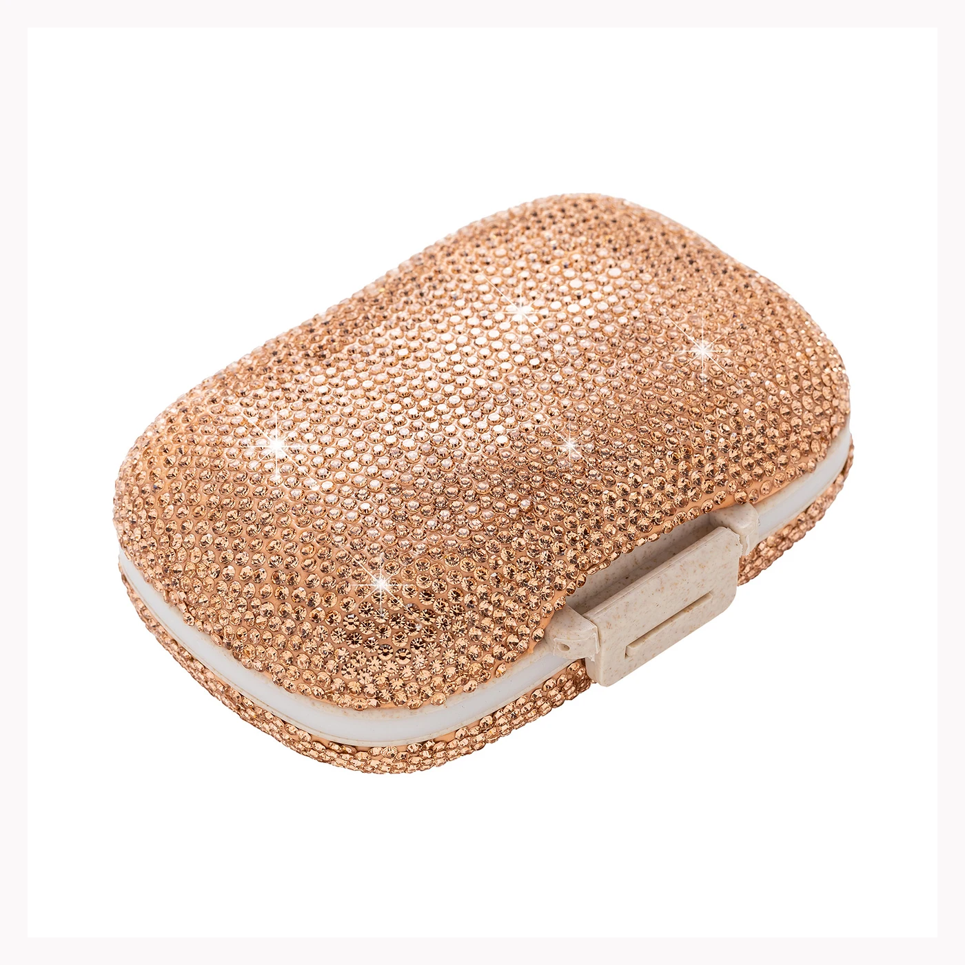 Rose Gold Crystal Pill Case